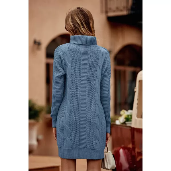 imagePRETTYGARDEN Womens 2023 Turtleneck Pullover Sweaters Casual Long Sleeve Plain Winter Knit Sweater DressGrey Blue