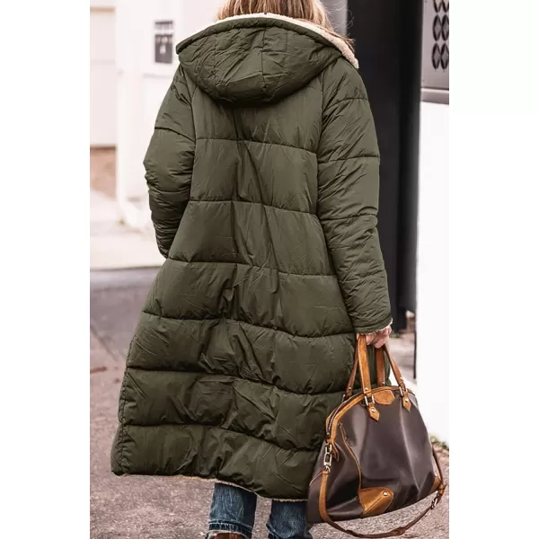 imagePRETTYGARDEN Womens 2023 Winter Fashion Clothes Oversized Shearling Fleece Long Coats JacketsArmy Green