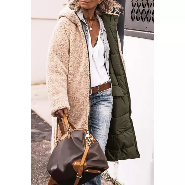 imagePRETTYGARDEN Womens 2023 Winter Fashion Clothes Oversized Shearling Fleece Long Coats JacketsArmy Green