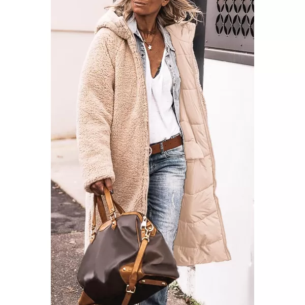 imagePRETTYGARDEN Womens 2023 Winter Fashion Clothes Oversized Shearling Fleece Long Coats JacketsBeige