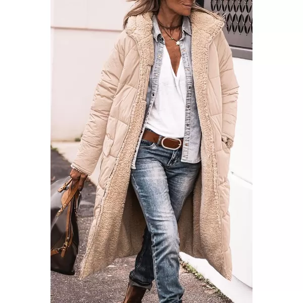 imagePRETTYGARDEN Womens 2023 Winter Fashion Clothes Oversized Shearling Fleece Long Coats JacketsBeige