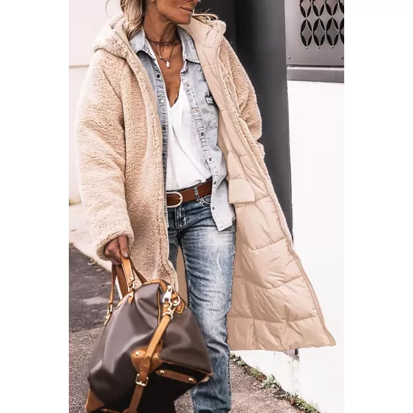 imagePRETTYGARDEN Womens 2023 Winter Fashion Clothes Oversized Shearling Fleece Long Coats JacketsBeige