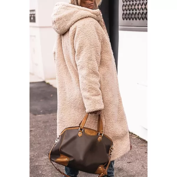 imagePRETTYGARDEN Womens 2023 Winter Fashion Clothes Oversized Shearling Fleece Long Coats JacketsBrick Red
