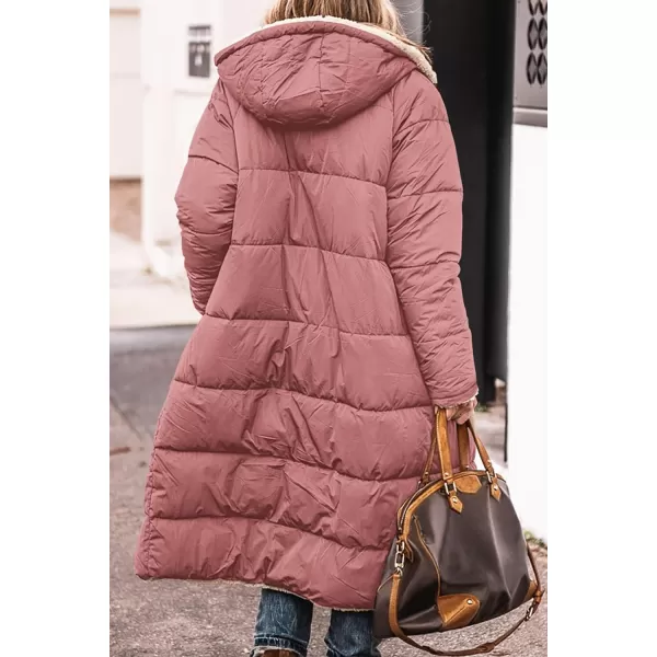 imagePRETTYGARDEN Womens 2023 Winter Fashion Clothes Oversized Shearling Fleece Long Coats JacketsBrick Red