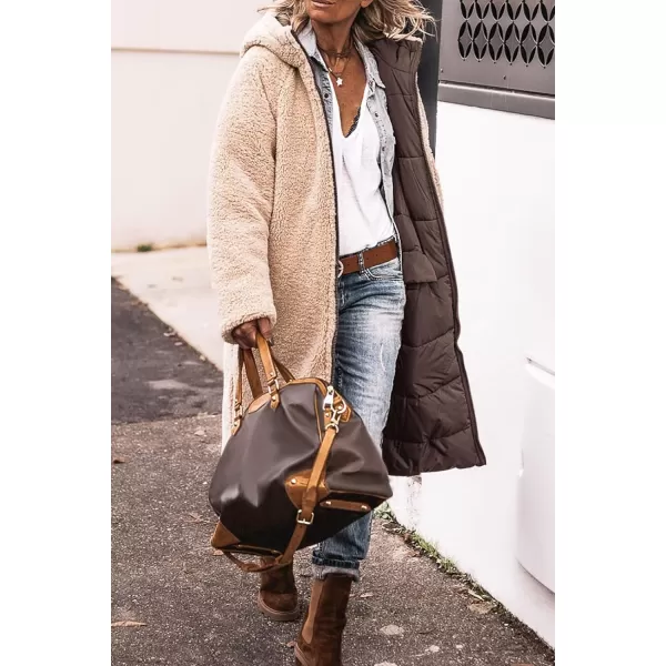 imagePRETTYGARDEN Womens 2023 Winter Fashion Clothes Oversized Shearling Fleece Long Coats JacketsDark Coffee