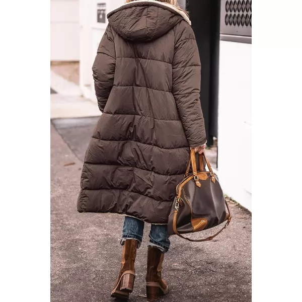 imagePRETTYGARDEN Womens 2023 Winter Fashion Clothes Oversized Shearling Fleece Long Coats JacketsDark Coffee