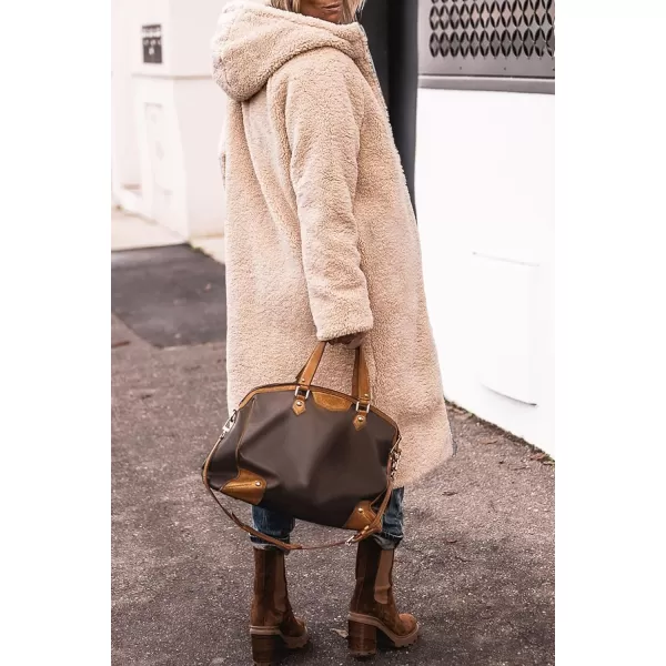 imagePRETTYGARDEN Womens 2023 Winter Fashion Clothes Oversized Shearling Fleece Long Coats JacketsDark Green
