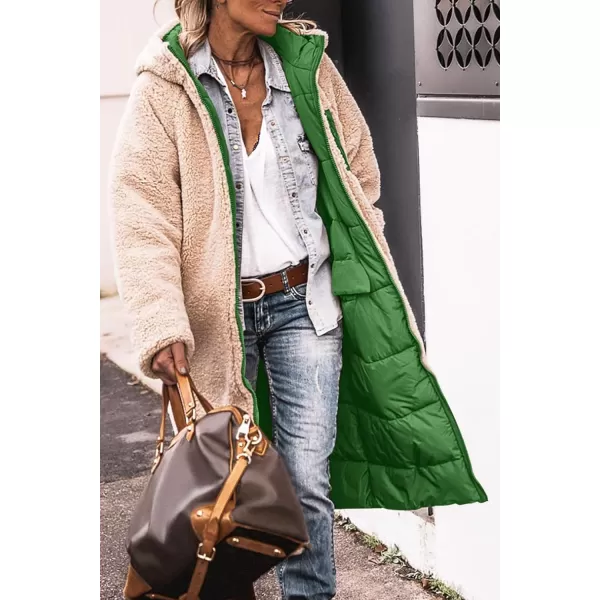 imagePRETTYGARDEN Womens 2023 Winter Fashion Clothes Oversized Shearling Fleece Long Coats JacketsGreen
