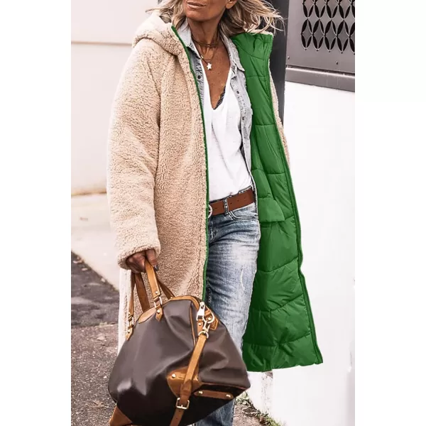 imagePRETTYGARDEN Womens 2023 Winter Fashion Clothes Oversized Shearling Fleece Long Coats JacketsGreen