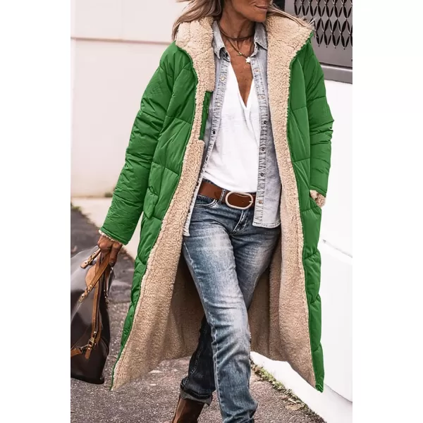 imagePRETTYGARDEN Womens 2023 Winter Fashion Clothes Oversized Shearling Fleece Long Coats JacketsGreen
