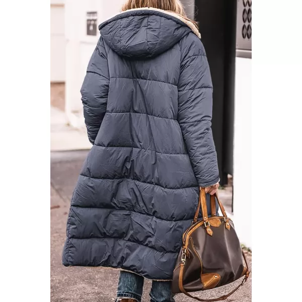imagePRETTYGARDEN Womens 2023 Winter Fashion Clothes Oversized Shearling Fleece Long Coats JacketsGrey Blue
