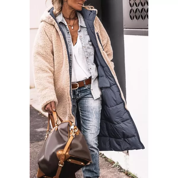 imagePRETTYGARDEN Womens 2023 Winter Fashion Clothes Oversized Shearling Fleece Long Coats JacketsGrey Blue