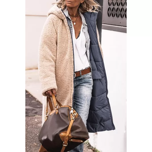 imagePRETTYGARDEN Womens 2023 Winter Fashion Clothes Oversized Shearling Fleece Long Coats JacketsGrey Blue