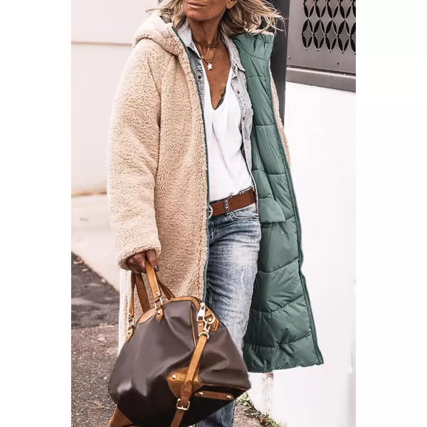 imagePRETTYGARDEN Womens 2023 Winter Fashion Clothes Oversized Shearling Fleece Long Coats JacketsGrey Green