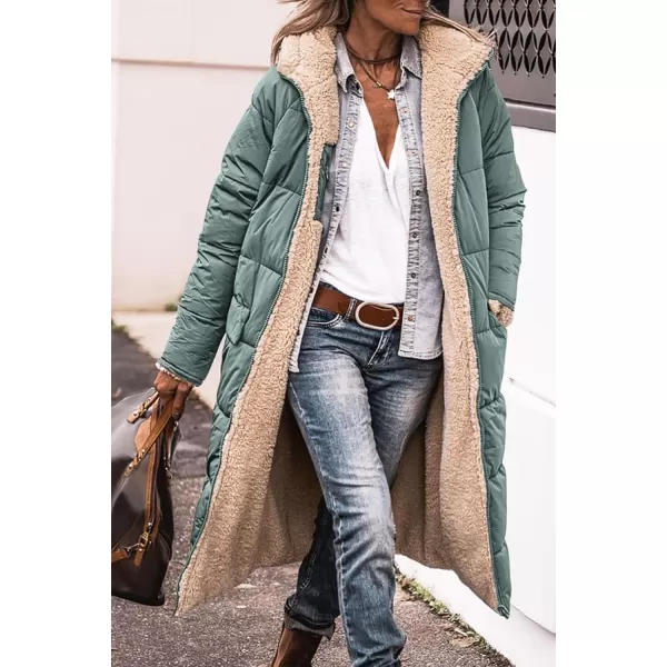 imagePRETTYGARDEN Womens 2023 Winter Fashion Clothes Oversized Shearling Fleece Long Coats JacketsGrey Green