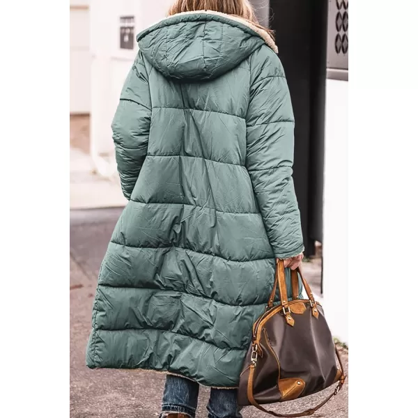 imagePRETTYGARDEN Womens 2023 Winter Fashion Clothes Oversized Shearling Fleece Long Coats JacketsGrey Green