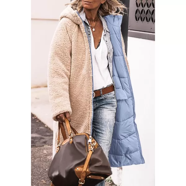 imagePRETTYGARDEN Womens 2023 Winter Fashion Clothes Oversized Shearling Fleece Long Coats JacketsLight Blue