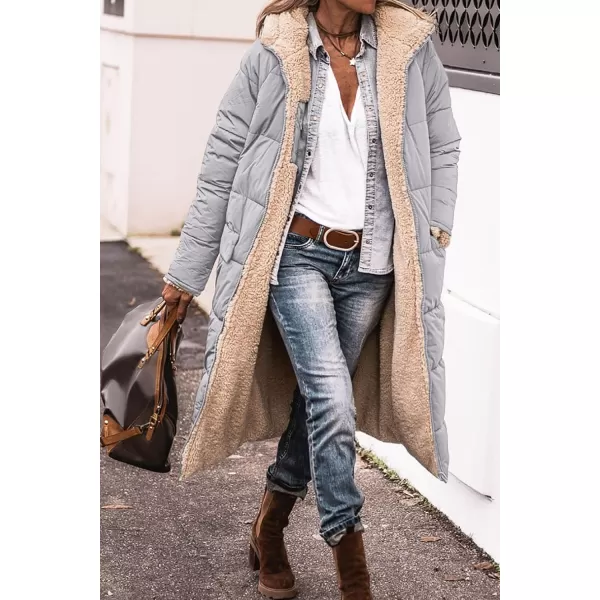 imagePRETTYGARDEN Womens 2023 Winter Fashion Clothes Oversized Shearling Fleece Long Coats JacketsLight Grey