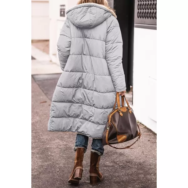 imagePRETTYGARDEN Womens 2023 Winter Fashion Clothes Oversized Shearling Fleece Long Coats JacketsLight Grey