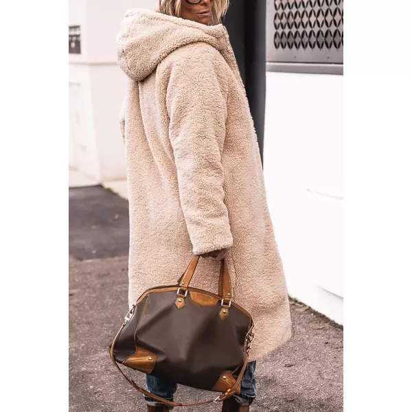 imagePRETTYGARDEN Womens 2023 Winter Fashion Clothes Oversized Shearling Fleece Long Coats JacketsLight Khaki