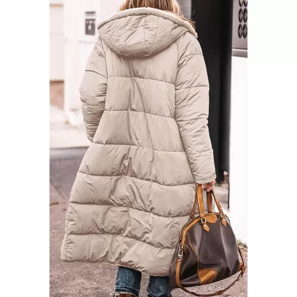 imagePRETTYGARDEN Womens 2023 Winter Fashion Clothes Oversized Shearling Fleece Long Coats JacketsLight Khaki