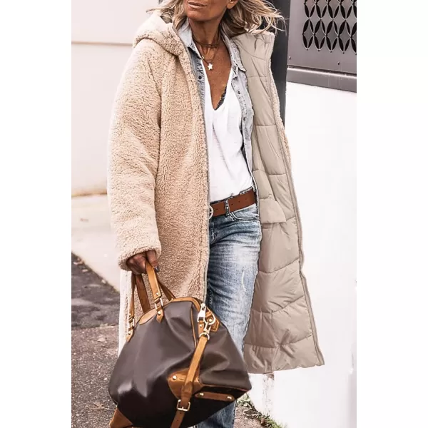imagePRETTYGARDEN Womens 2023 Winter Fashion Clothes Oversized Shearling Fleece Long Coats JacketsLight Khaki