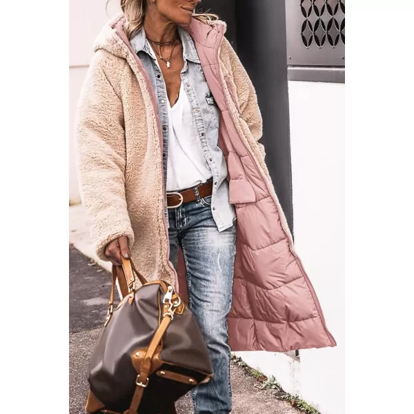 imagePRETTYGARDEN Womens 2023 Winter Fashion Clothes Oversized Shearling Fleece Long Coats JacketsPink