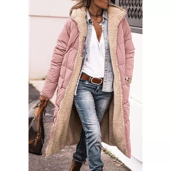 imagePRETTYGARDEN Womens 2023 Winter Fashion Clothes Oversized Shearling Fleece Long Coats JacketsPink