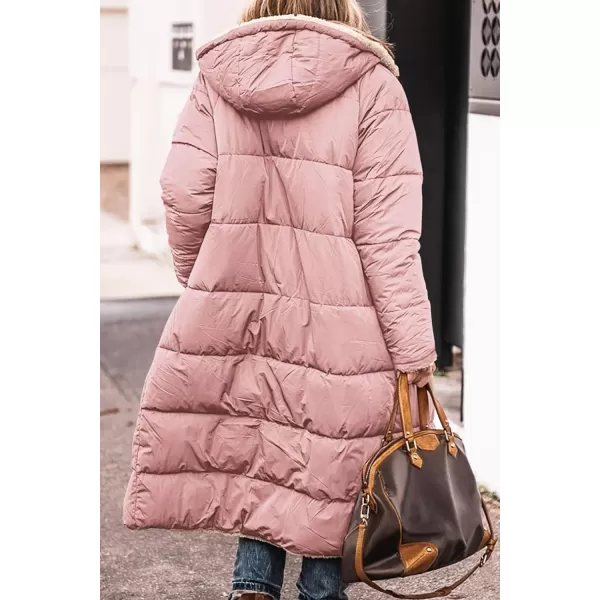 imagePRETTYGARDEN Womens 2023 Winter Fashion Clothes Oversized Shearling Fleece Long Coats JacketsPink