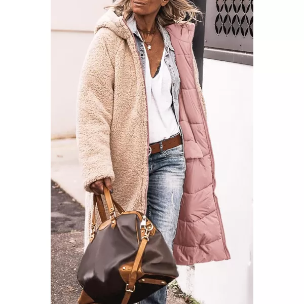 imagePRETTYGARDEN Womens 2023 Winter Fashion Clothes Oversized Shearling Fleece Long Coats JacketsPink