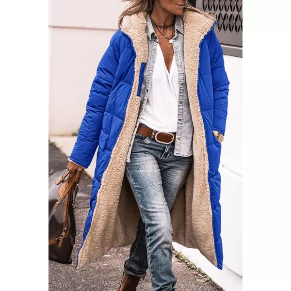 imagePRETTYGARDEN Womens 2023 Winter Fashion Clothes Oversized Shearling Fleece Long Coats JacketsRoyal Blue