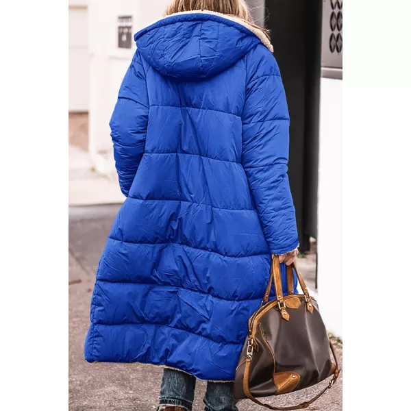 imagePRETTYGARDEN Womens 2023 Winter Fashion Clothes Oversized Shearling Fleece Long Coats JacketsRoyal Blue