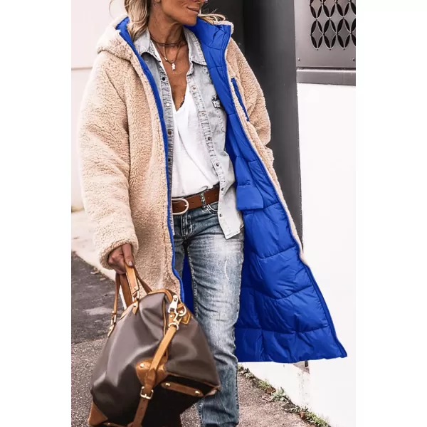 imagePRETTYGARDEN Womens 2023 Winter Fashion Clothes Oversized Shearling Fleece Long Coats JacketsRoyal Blue