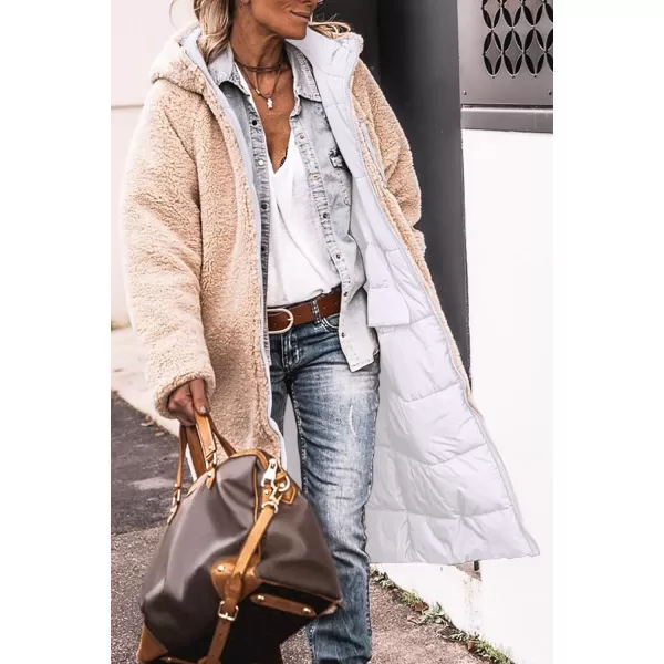 imagePRETTYGARDEN Womens 2023 Winter Fashion Clothes Oversized Shearling Fleece Long Coats JacketsWhite