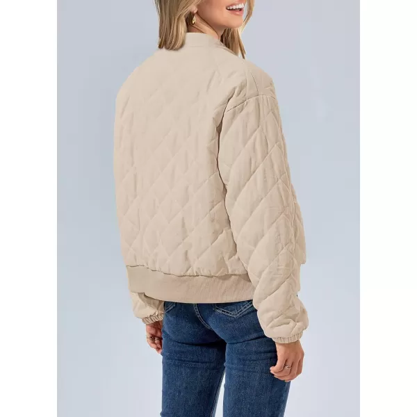 imagePRETTYGARDEN Womens 2023 Winter Quilted Jackets Button Down Long Sleeve Padded Warm Outerwear Fashion Coats With PocketsBeige