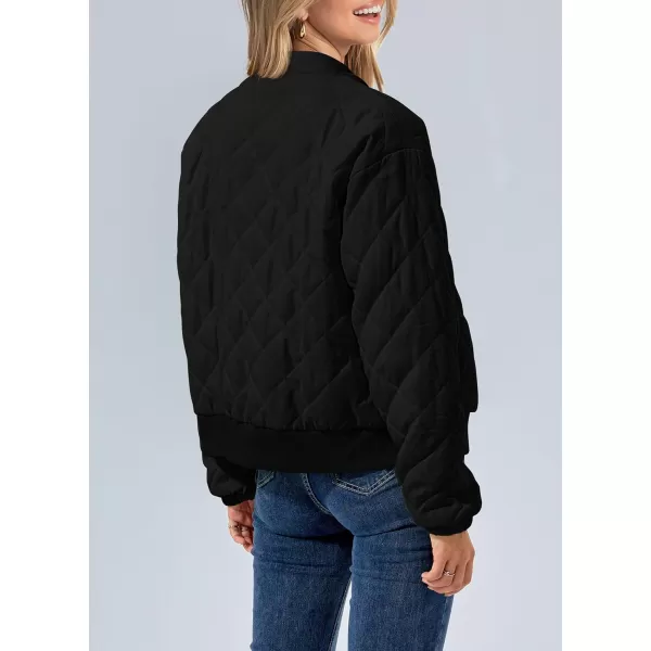 imagePRETTYGARDEN Womens 2023 Winter Quilted Jackets Button Down Long Sleeve Padded Warm Outerwear Fashion Coats With PocketsBlack