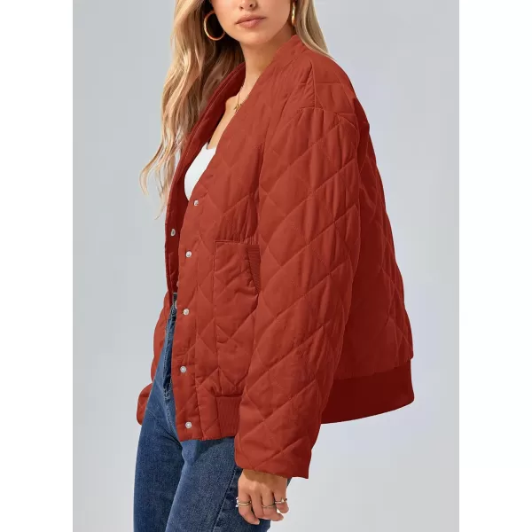 imagePRETTYGARDEN Womens 2023 Winter Quilted Jackets Button Down Long Sleeve Padded Warm Outerwear Fashion Coats With PocketsOrange
