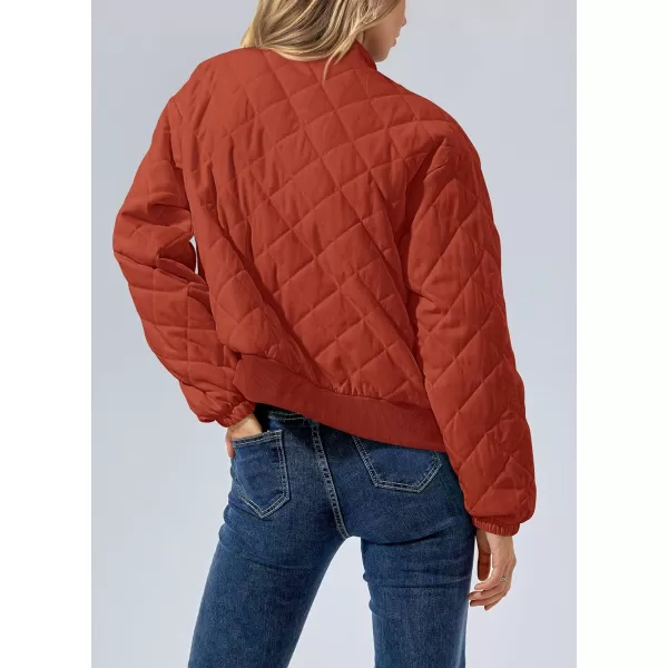 imagePRETTYGARDEN Womens 2023 Winter Quilted Jackets Button Down Long Sleeve Padded Warm Outerwear Fashion Coats With PocketsOrange