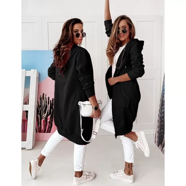 imagePRETTYGARDEN Womens 2023 Zip Up Hoodies Casual Long Sleeve Sweatshirts Fall Jacket Hooded Coat with PocketsBlack