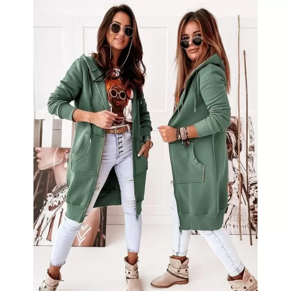 imagePRETTYGARDEN Womens 2023 Zip Up Hoodies Casual Long Sleeve Sweatshirts Fall Jacket Hooded Coat with PocketsGreen