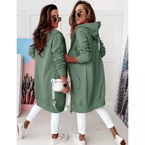 imagePRETTYGARDEN Womens 2023 Zip Up Hoodies Casual Long Sleeve Sweatshirts Fall Jacket Hooded Coat with PocketsGreen
