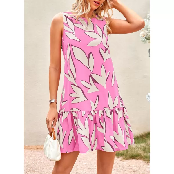 imagePRETTYGARDEN Womens 2024 Summer Floral Mini Dress Sleeveless Cut Out Backless Ruffle Boho Beach Vacation Short SundressesFloral Pink Beige