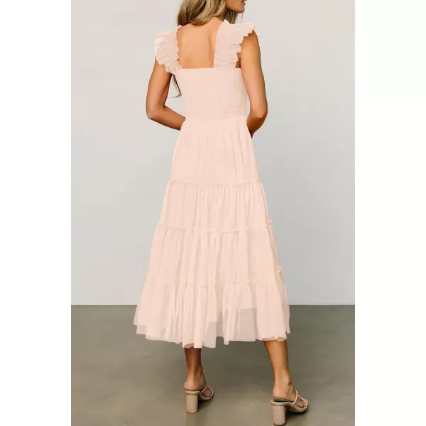 imagePRETTYGARDEN Womens 2024 Summer Midi Dress Casual Sleeveless Smocked Ruffle Tulle Flowy Beach SundressBeige