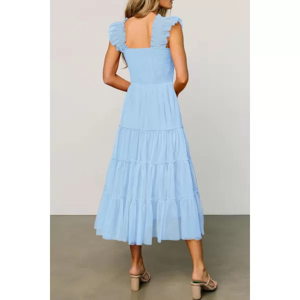 imagePRETTYGARDEN Womens 2024 Summer Midi Dress Casual Sleeveless Smocked Ruffle Tulle Flowy Beach SundressLight Blue