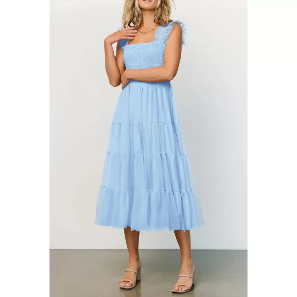 imagePRETTYGARDEN Womens 2024 Summer Midi Dress Casual Sleeveless Smocked Ruffle Tulle Flowy Beach SundressLight Blue