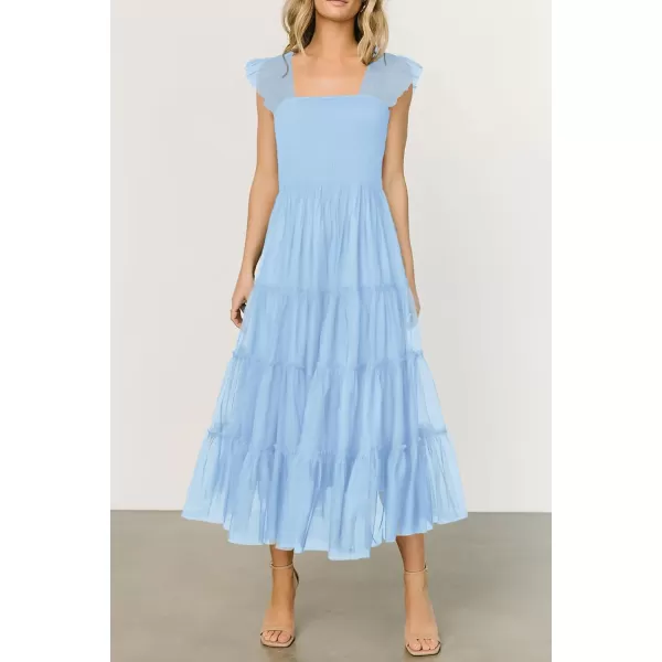 imagePRETTYGARDEN Womens 2024 Summer Midi Dress Casual Sleeveless Smocked Ruffle Tulle Flowy Beach SundressLight Blue
