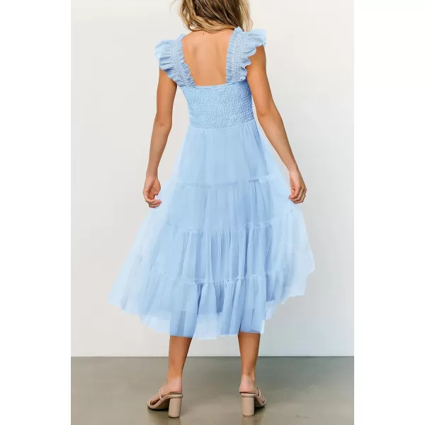 imagePRETTYGARDEN Womens 2024 Summer Midi Dress Casual Sleeveless Smocked Ruffle Tulle Flowy Beach SundressLight Blue