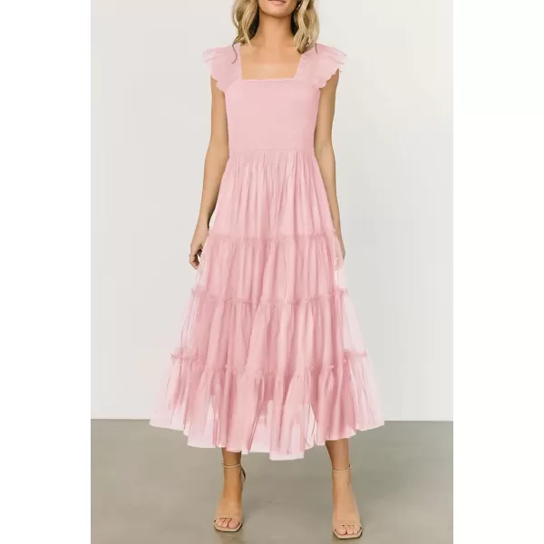 imagePRETTYGARDEN Womens 2024 Summer Midi Dress Casual Sleeveless Smocked Ruffle Tulle Flowy Beach SundressLight Pink