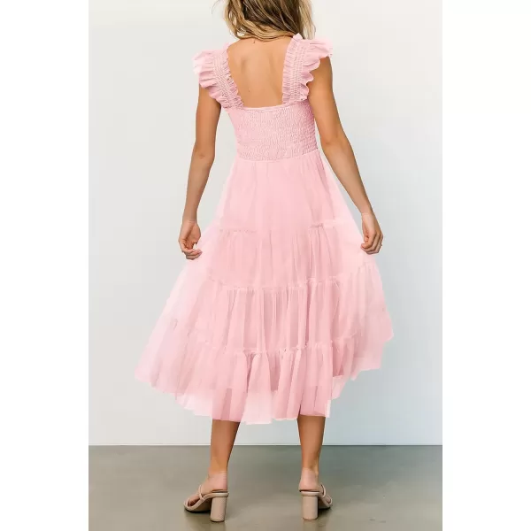 imagePRETTYGARDEN Womens 2024 Summer Midi Dress Casual Sleeveless Smocked Ruffle Tulle Flowy Beach SundressLight Pink