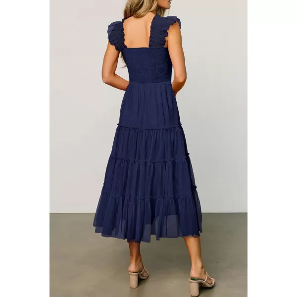 imagePRETTYGARDEN Womens 2024 Summer Midi Dress Casual Sleeveless Smocked Ruffle Tulle Flowy Beach SundressNavy